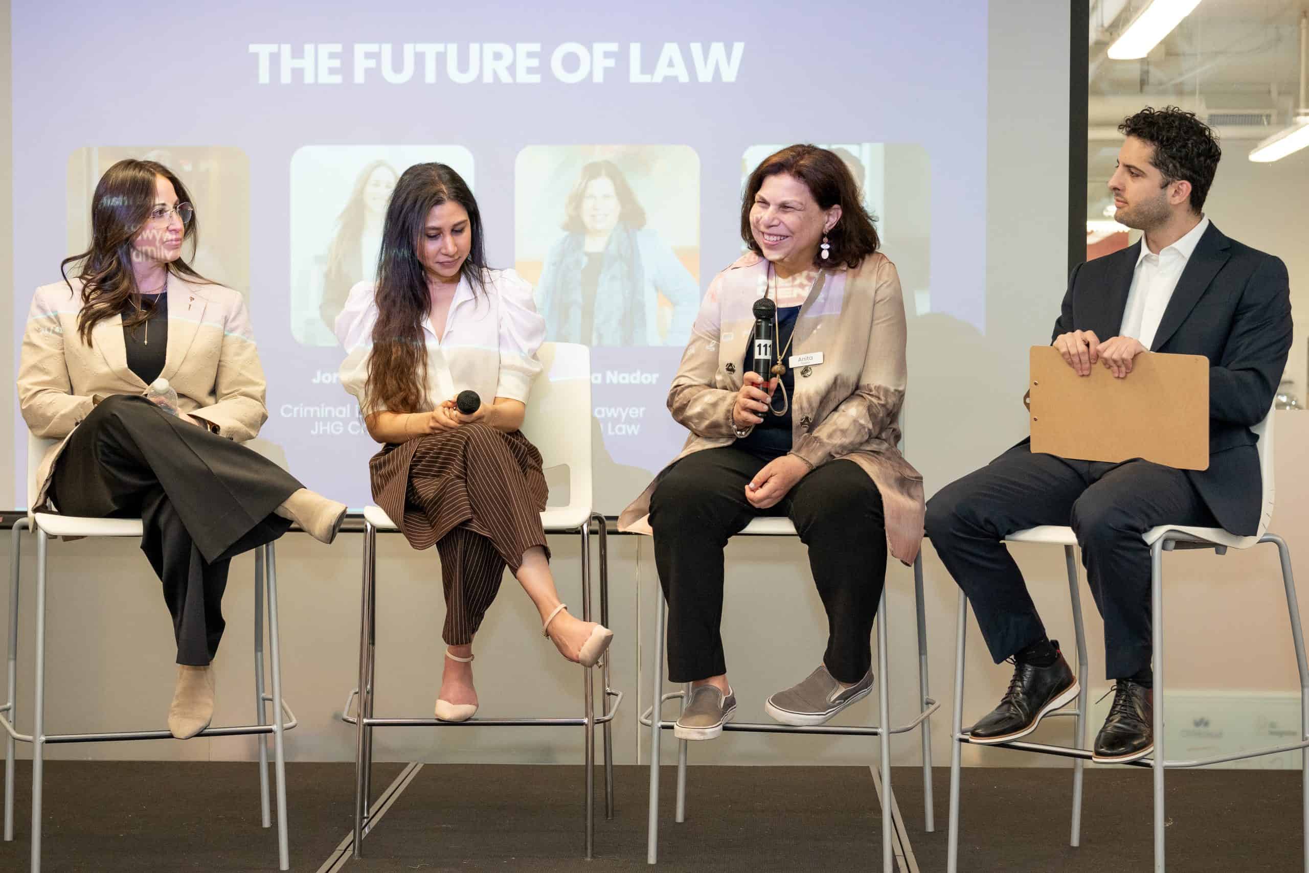 The Future of Law panel discussion on stage